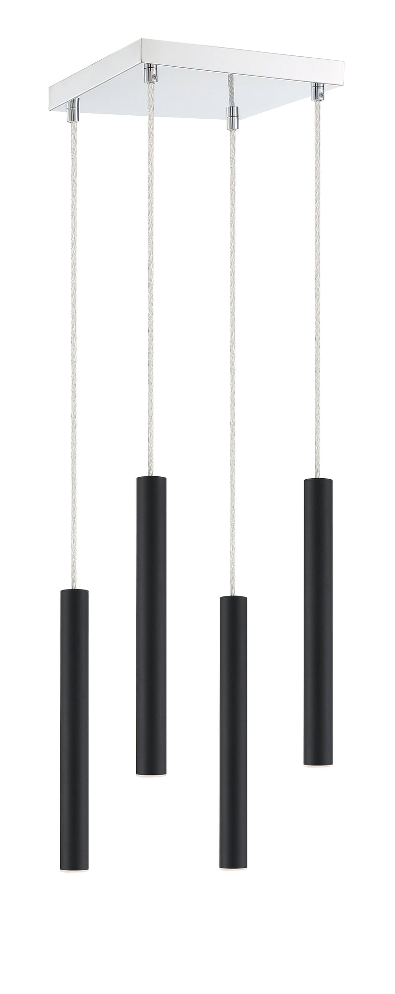 Forest 4 Light 9.5" Pendant, 12" Tall in Matte Black