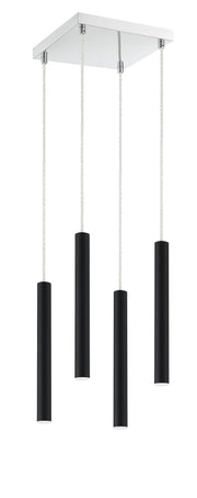 Forest 4 Light 9.5" Pendant, 12" Tall in Matte Black