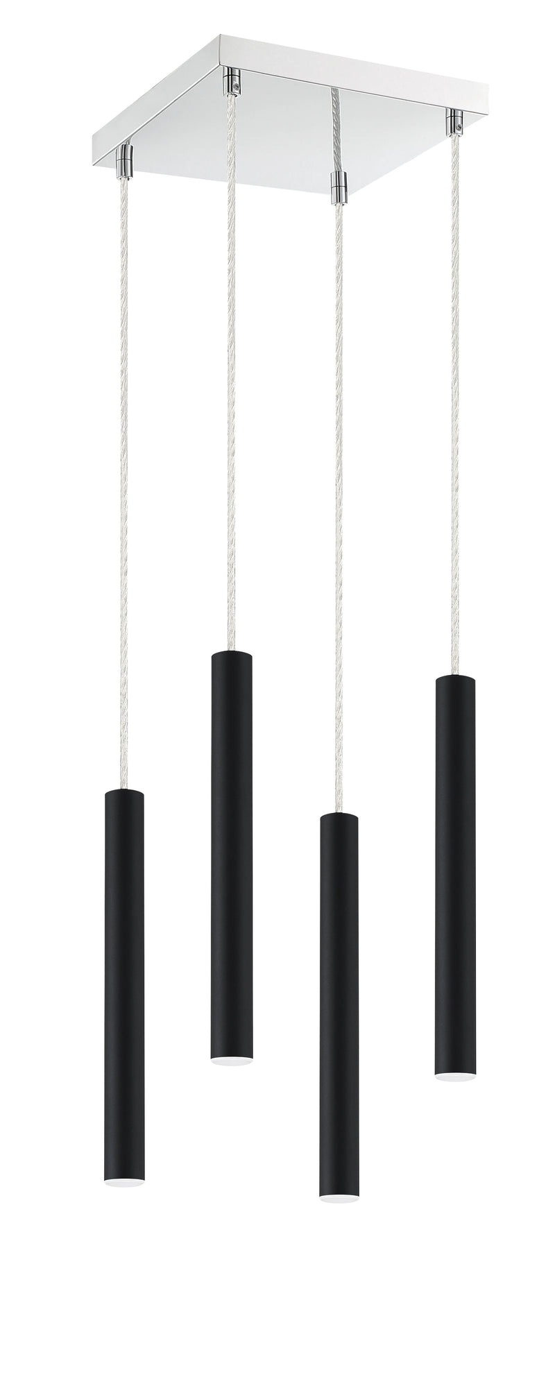 Forest 4 Light 9.5" Pendant, 12" Tall in Matte Black