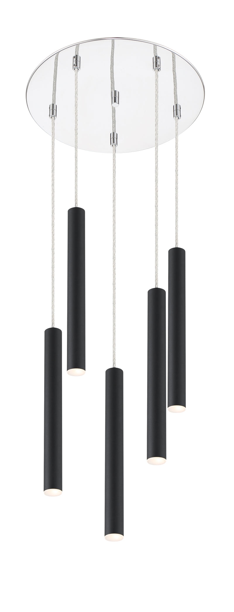 Forest 5 Light 13.5" Pendant, 12" Tall in Matte Black