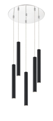 Forest 5 Light 13.5" Pendant, 12" Tall in Matte Black