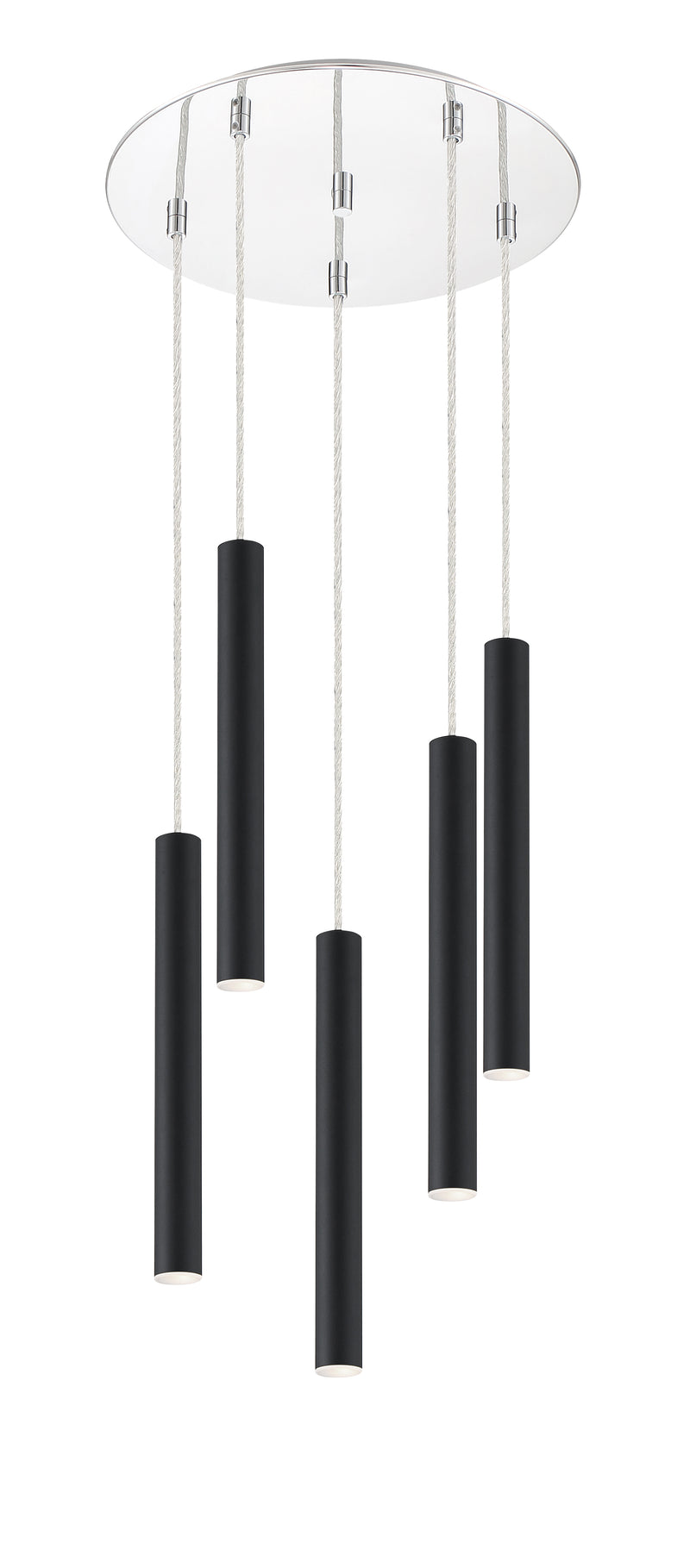 Forest 5 Light 13.5" Pendant, 12" Tall in Matte Black