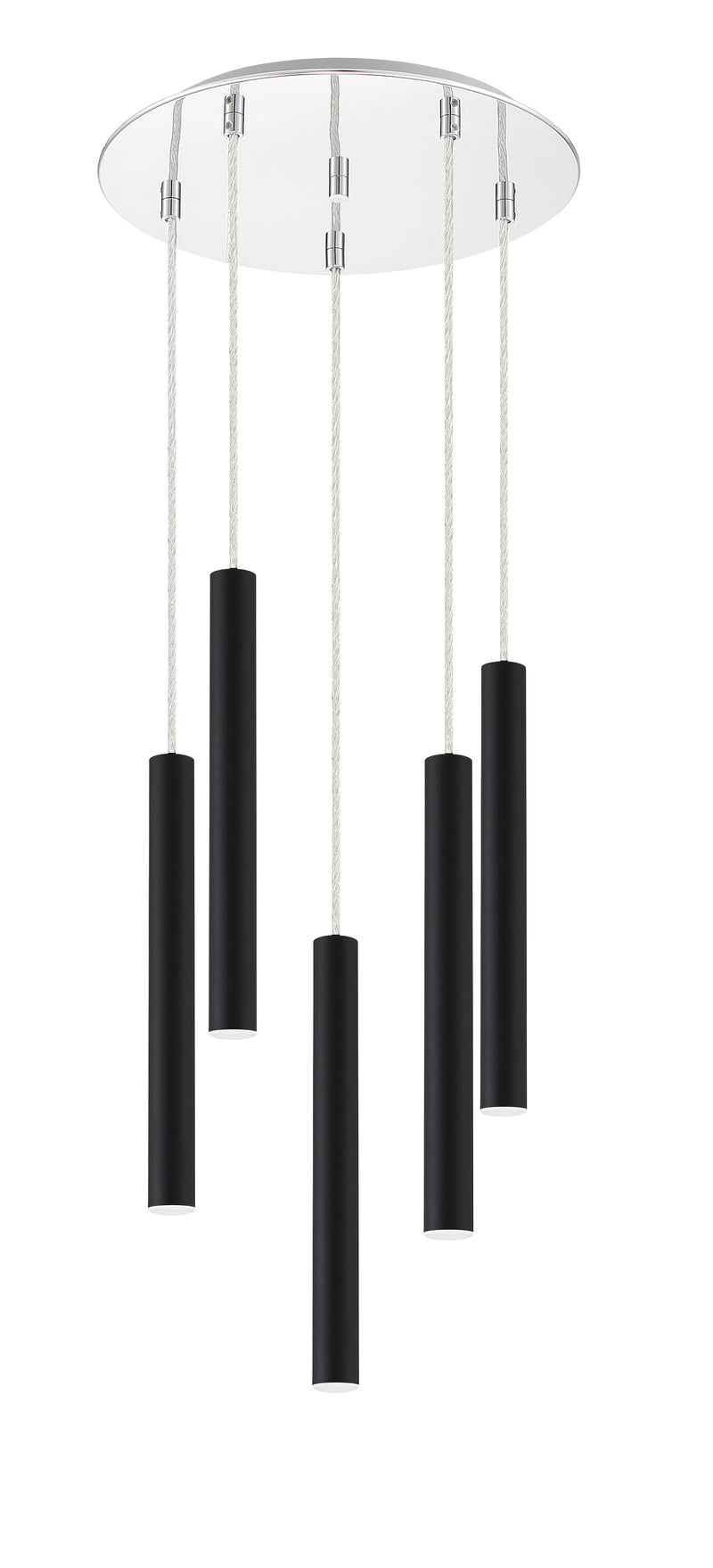 Forest 5 Light 13.5" Pendant, 12" Tall in Matte Black