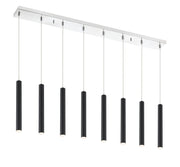 Forest 8 Light 44.25" Linear Pendant, 12" Tall in Matte Black