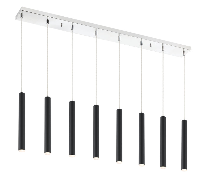 Forest 8 Light 44.25" Linear Pendant, 12" Tall in Matte Black