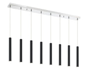 Forest 8 Light 44.25" Linear Pendant, 12" Tall in Matte Black