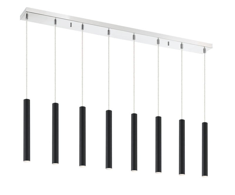 Forest 8 Light 44.25" Linear Pendant, 12" Tall in Matte Black