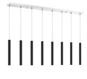 Forest 8 Light 44.25" Linear Pendant, 12" Tall in Matte Black