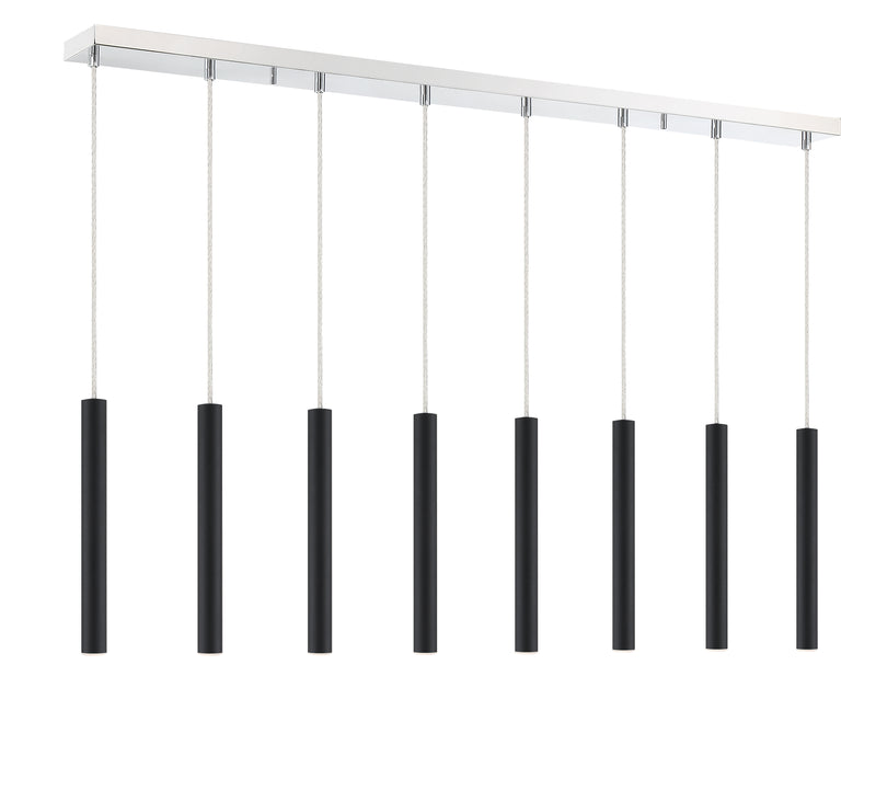 Forest 8 Light 44.25" Linear Pendant, 12" Tall in Matte Black