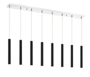 Forest 8 Light 44.25" Linear Pendant, 12" Tall in Matte Black