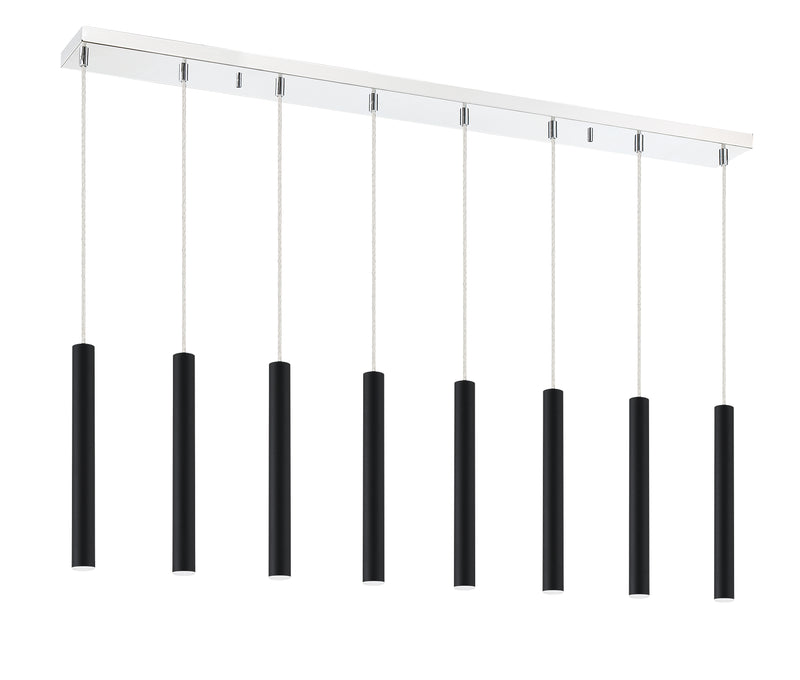 Forest 8 Light 44.25" Linear Pendant, 12" Tall in Matte Black