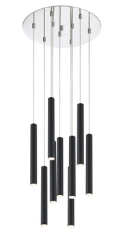 Forest 9 Light 16" Pendant, 12" Tall in Matte Black