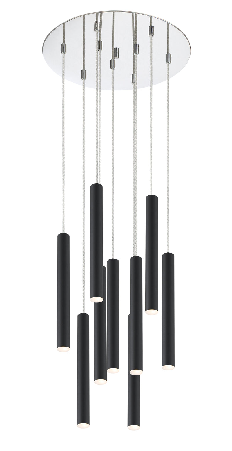 Forest 9 Light 16" Pendant, 12" Tall in Matte Black