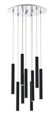 Forest 9 Light 16" Pendant, 12" Tall in Matte Black