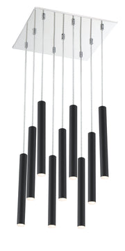 Forest 9 Light 14" Pendant, 12" Tall in Matte Black