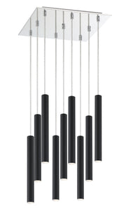 Forest 9 Light 14" Pendant, 12" Tall in Matte Black