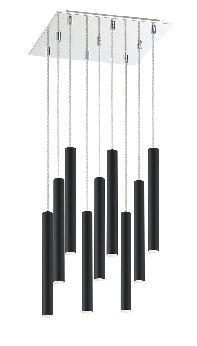 Forest 9 Light 14" Pendant, 12" Tall in Matte Black
