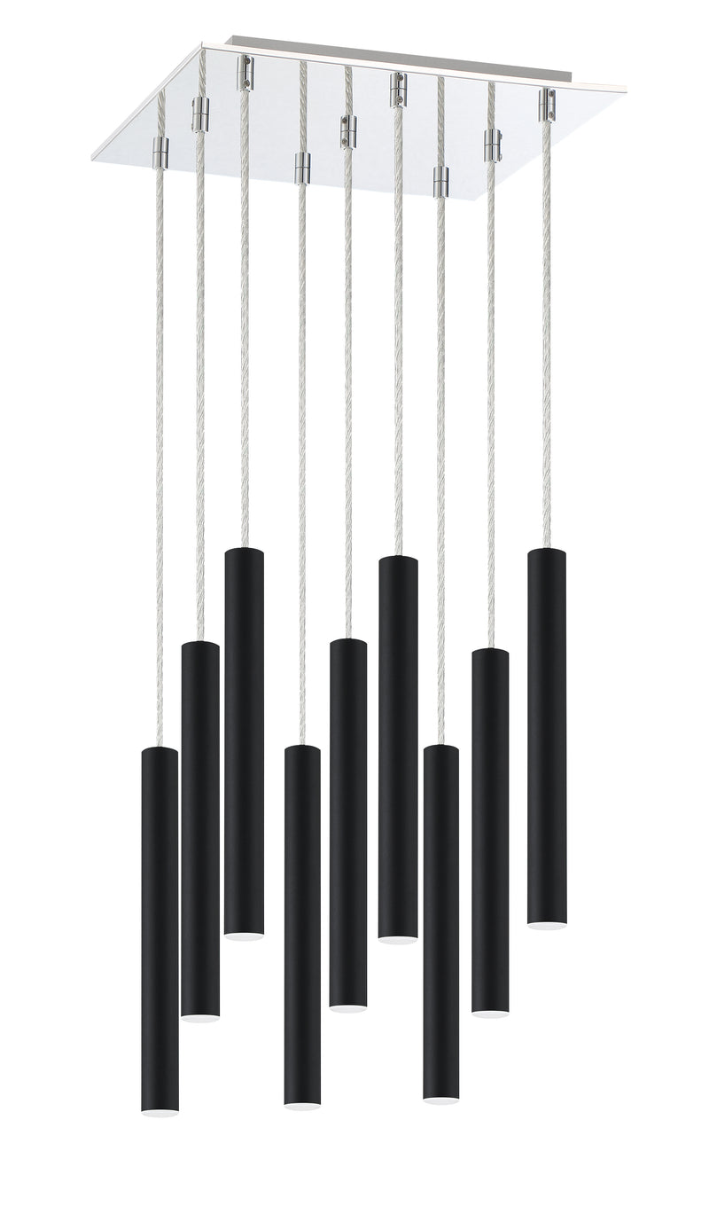 Forest 9 Light 14" Pendant, 12" Tall in Matte Black
