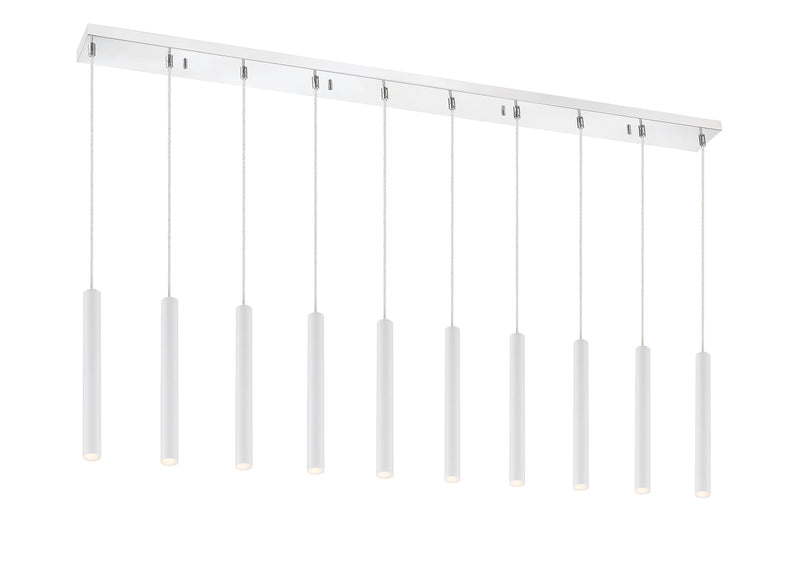Forest 10 Light 56.5" Linear Pendant, 12" Tall in Matte White