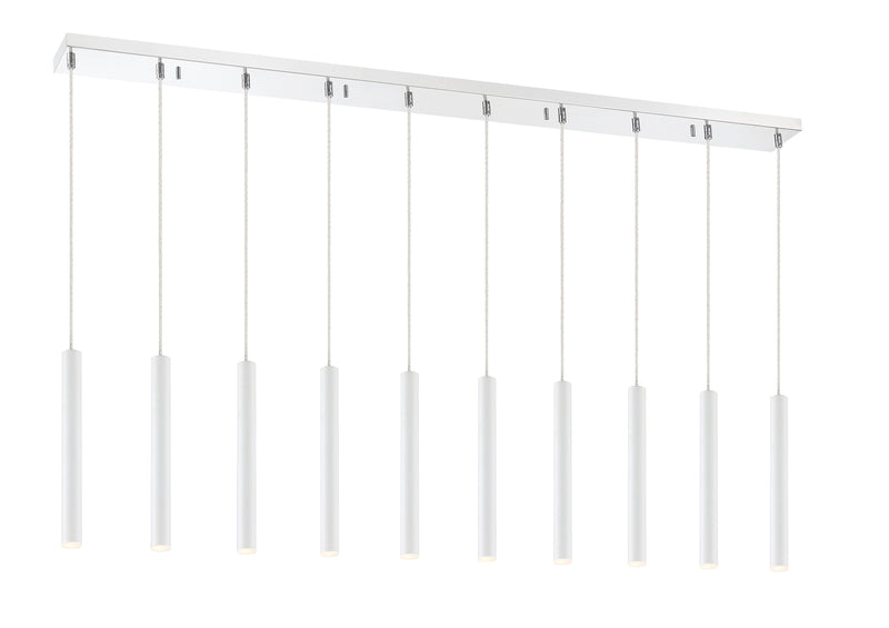 Forest 10 Light 56.5" Linear Pendant, 12" Tall in Matte White