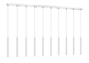 Forest 10 Light 56.5" Linear Pendant, 12" Tall in Matte White