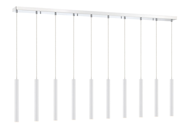 Forest 10 Light 56.5" Linear Pendant, 12" Tall in Matte White