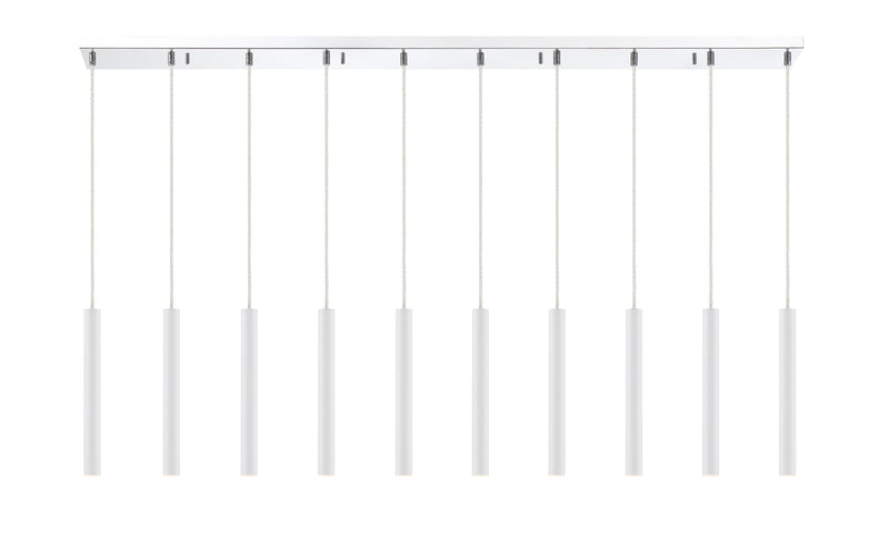 Forest 10 Light 56.5" Linear Pendant, 12" Tall in Matte White