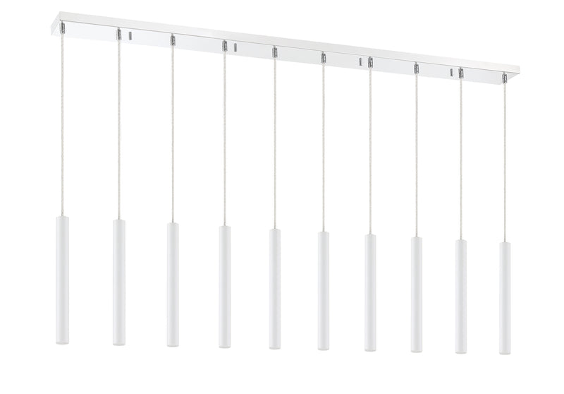 Forest 10 Light 56.5" Linear Pendant, 12" Tall in Matte White
