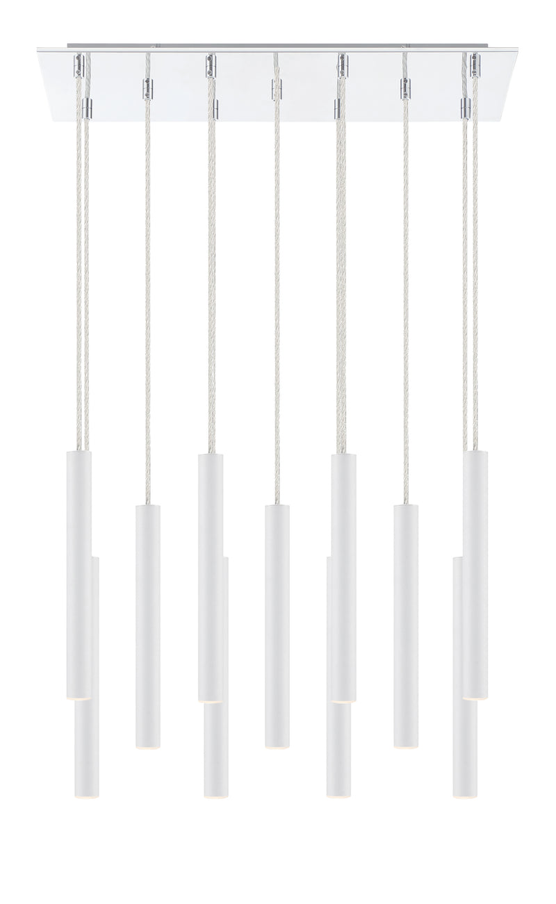 Forest 11 Light 9.75" Pendant, 12" Tall in Matte White