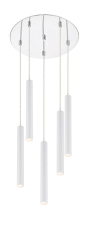 Forest 5 Light 13.5" Pendant, 12" Tall in Matte White