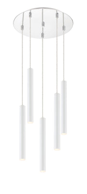 Forest 5 Light 13.5" Pendant, 12" Tall in Matte White