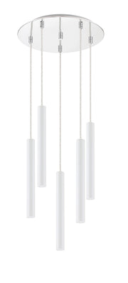 Forest 5 Light 13.5" Pendant, 12" Tall in Matte White