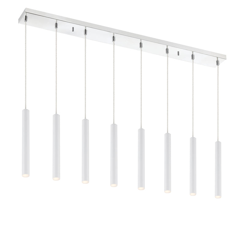 Forest 8 Light 44.25" Linear Pendant, 12" Tall in Matte White