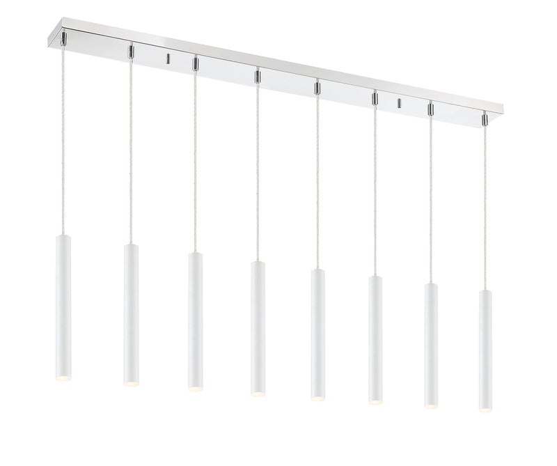 Forest 8 Light 44.25" Linear Pendant, 12" Tall in Matte White