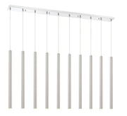Forest 10 Light 56.5" Linear Pendant, 24" Tall in Brushed Nickel
