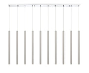 Forest 10 Light 56.5" Linear Pendant, 24" Tall in Brushed Nickel