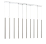 Forest 10 Light 56.5" Linear Pendant, 24" Tall in Brushed Nickel