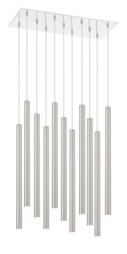 Forest 11 Light 9.75" Pendant, 24" Tall in Brushed Nickel