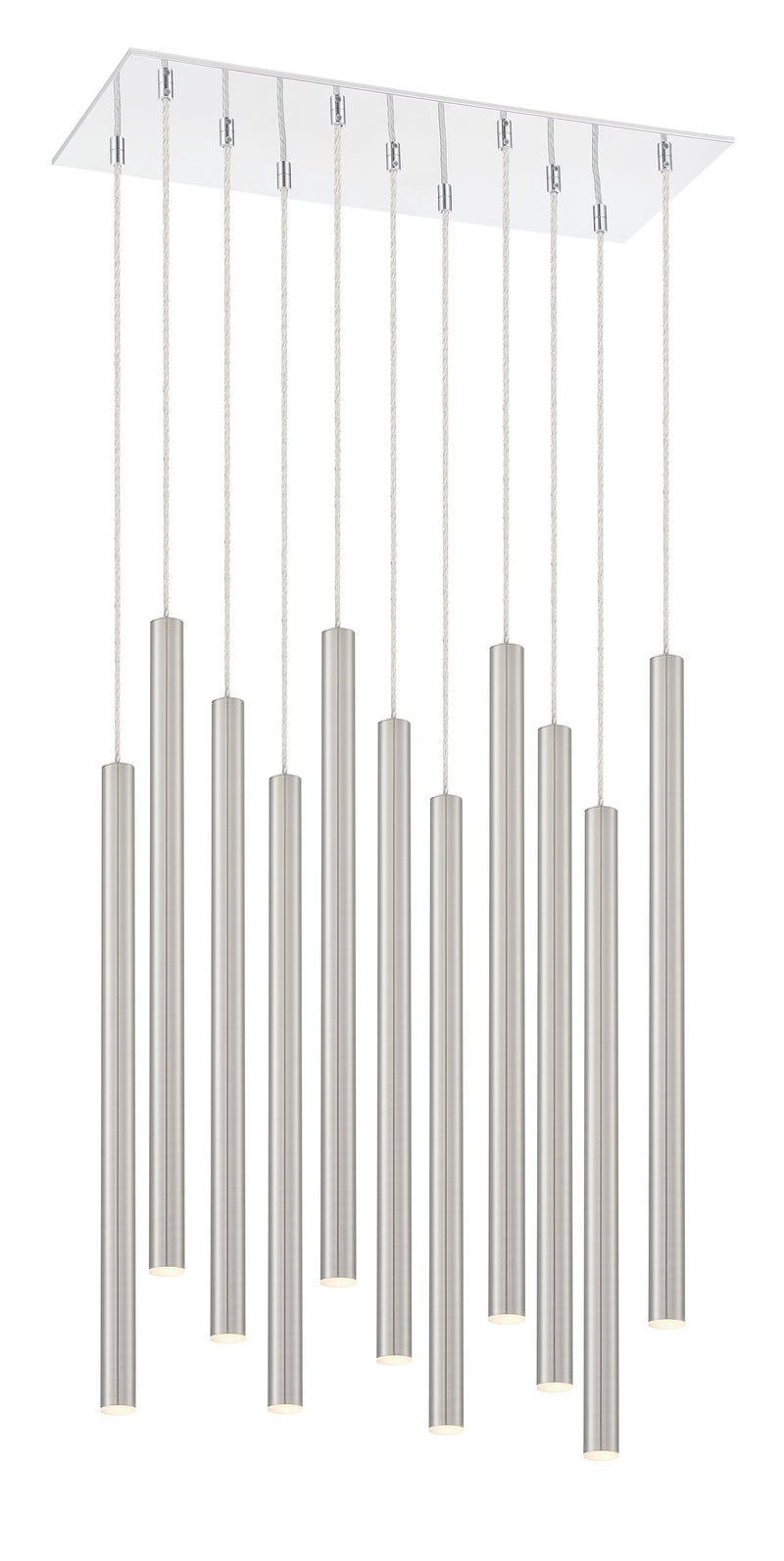 Forest 11 Light 9.75" Pendant, 24" Tall in Brushed Nickel
