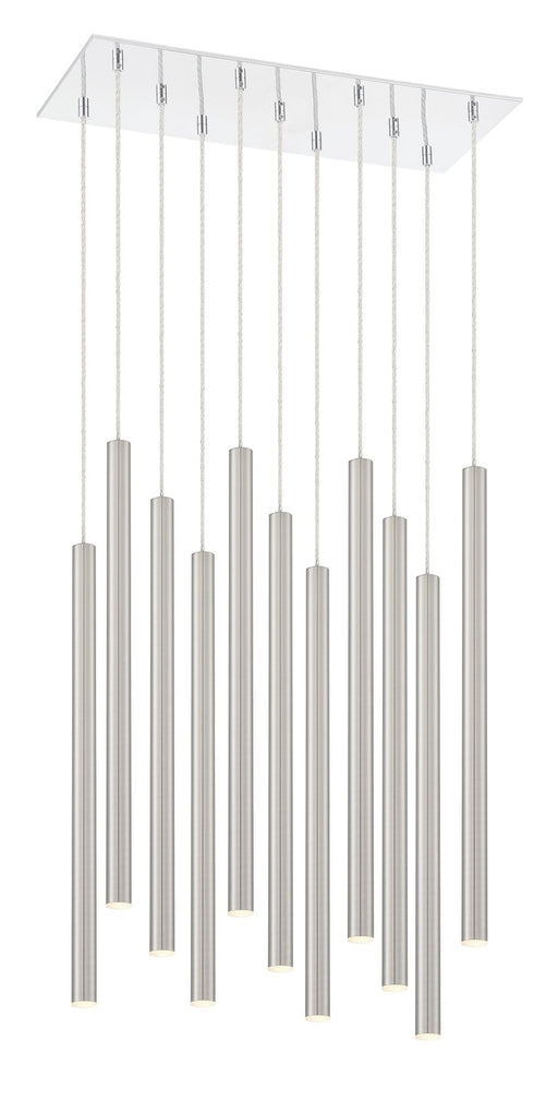 Forest 11 Light 9.75" Pendant, 24" Tall in Brushed Nickel