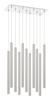 Forest 11 Light 9.75" Pendant, 24" Tall in Brushed Nickel