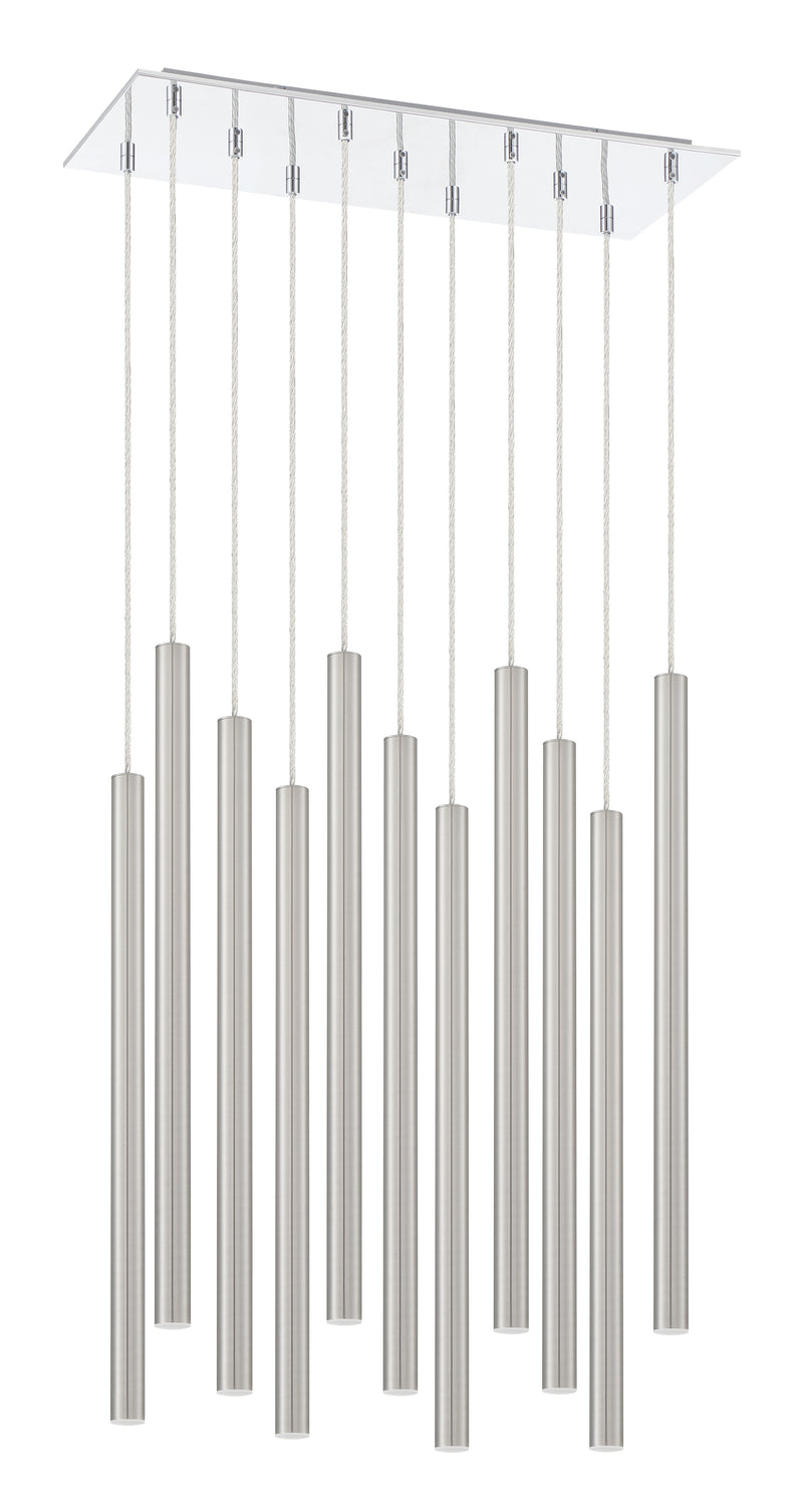 Forest 11 Light 9.75" Pendant, 24" Tall in Brushed Nickel