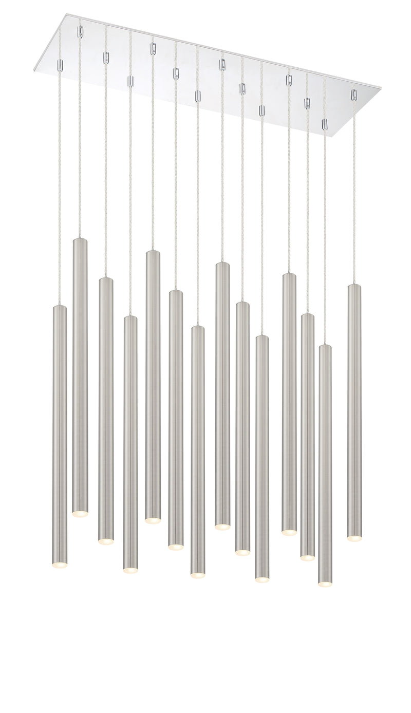 Forest 14 Light 9.75" Pendant, 24" Tall in Brushed Nickel