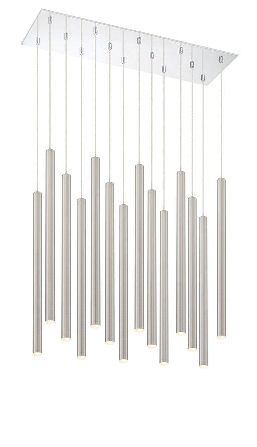 Forest 14 Light 9.75" Pendant, 24" Tall in Brushed Nickel