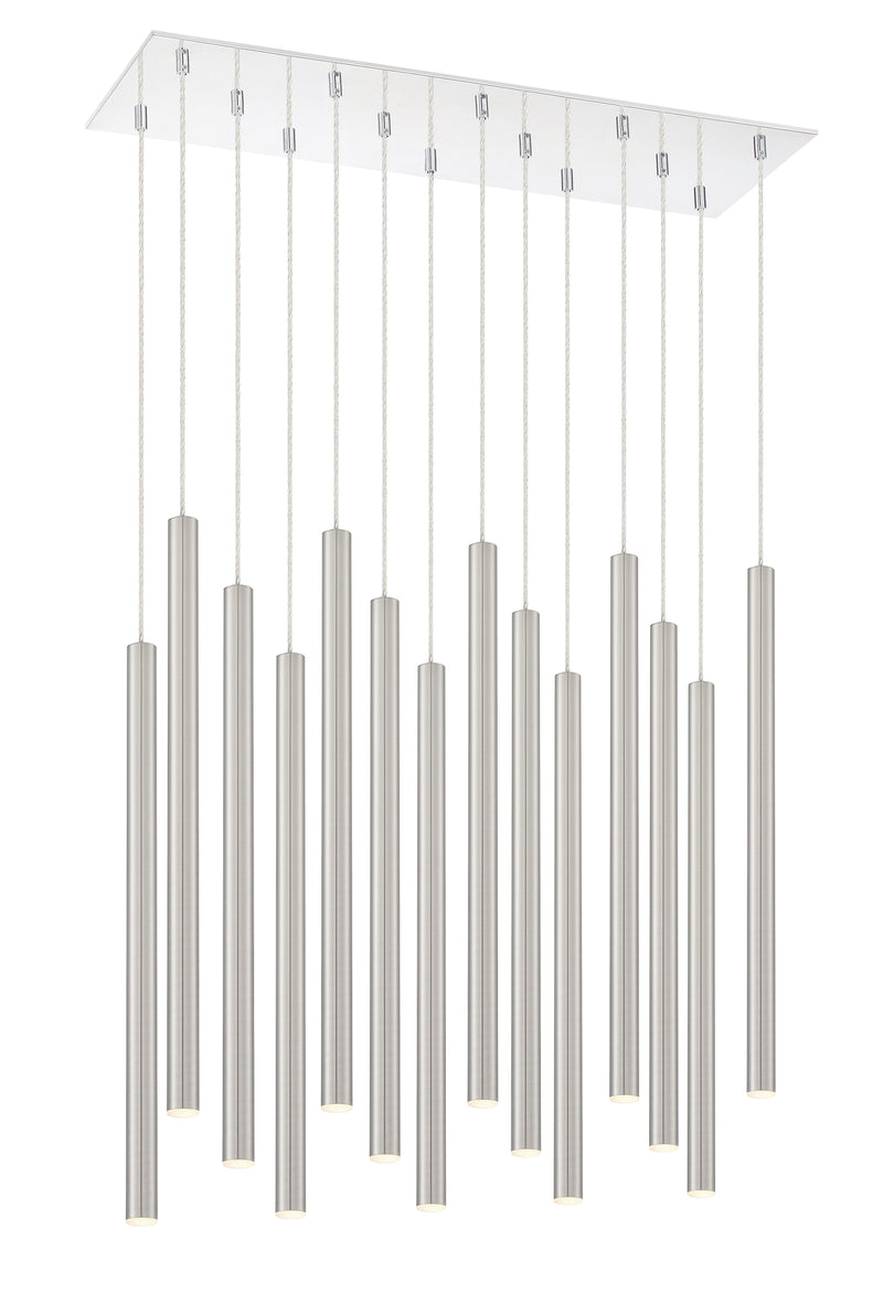 Forest 14 Light 9.75" Pendant, 24" Tall in Brushed Nickel