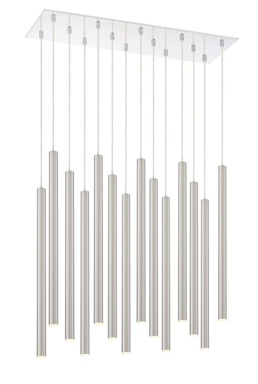Forest 14 Light 9.75" Pendant, 24" Tall in Brushed Nickel