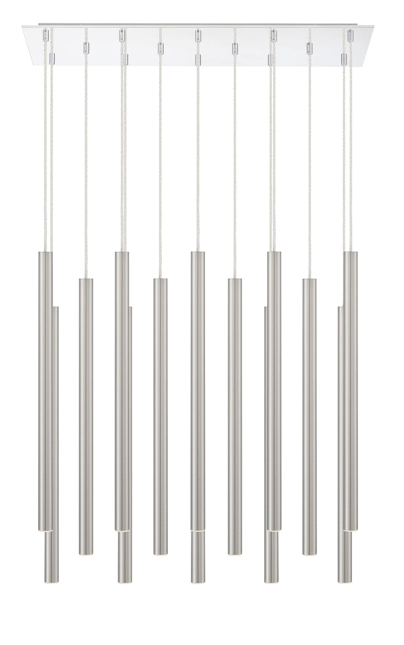 Forest 14 Light 9.75" Pendant, 24" Tall in Brushed Nickel