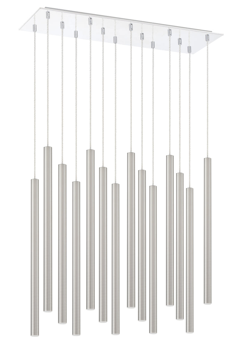 Forest 14 Light 9.75" Pendant, 24" Tall in Brushed Nickel