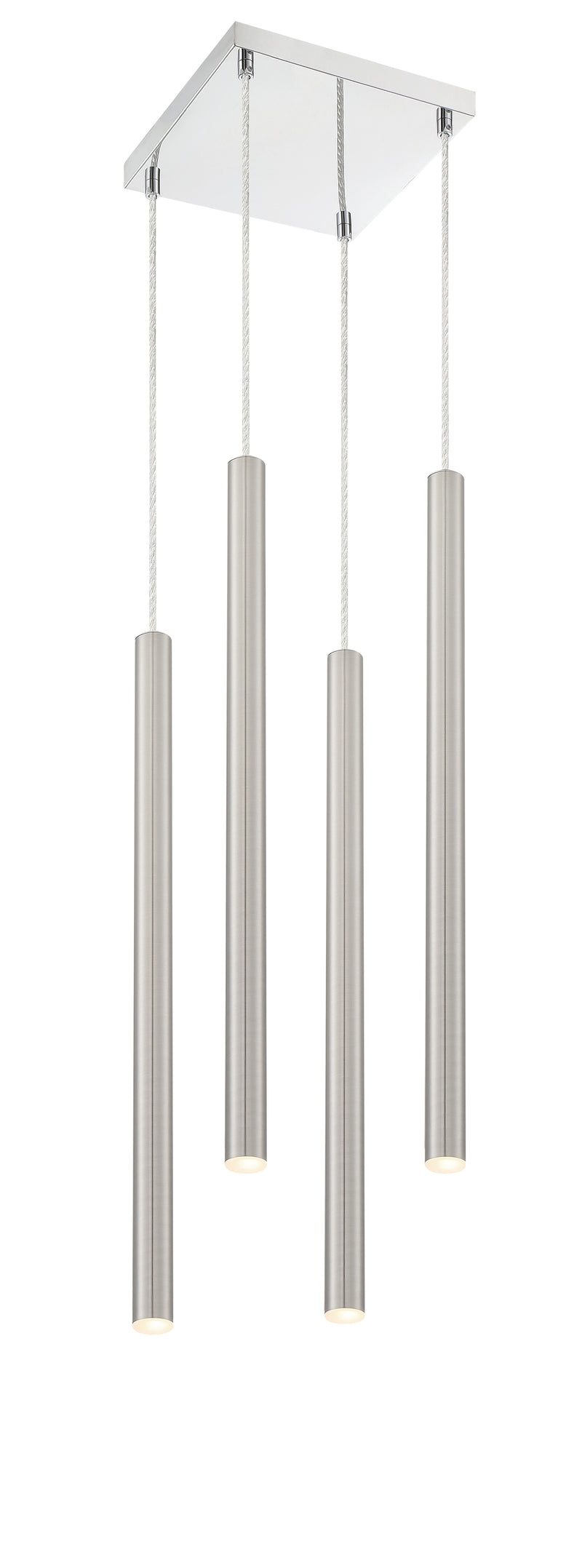 Forest 4 Light 9.5" Pendant, 24" Tall in Brushed Nickel