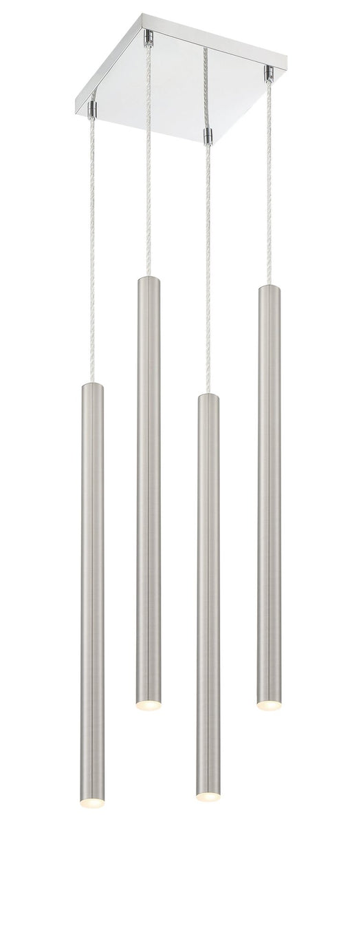 Forest 4 Light 9.5" Pendant, 24" Tall in Brushed Nickel